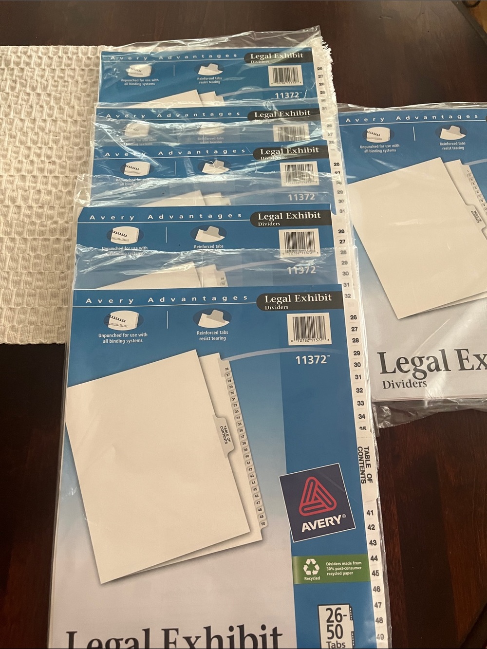 Avery White Legal Exhibit Dividers with Numbered Tabs